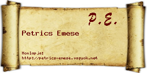 Petrics Emese névjegykártya